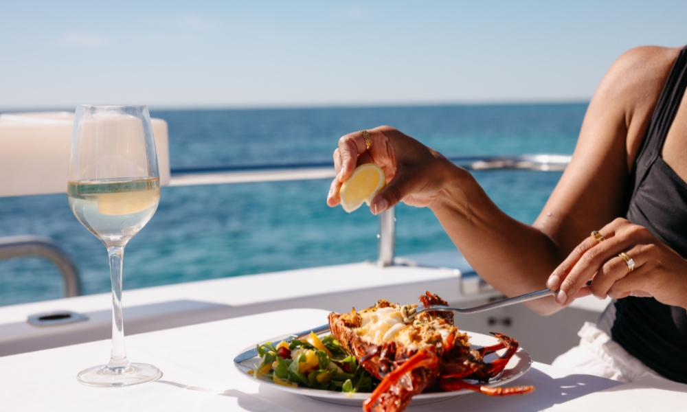 Enjoy a seven-course gourmet feast aboard Rottnest Cruises Luxe Island Seafood Cruise.