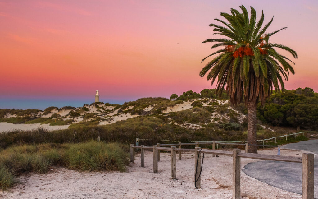 A pink sunset over Pinky's Beach, Rottnest.